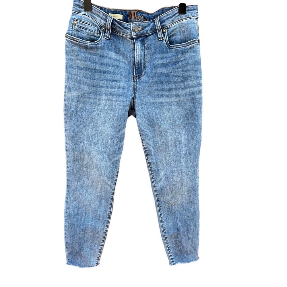KUT from the Kloth Carlo Ankle Skinny Jeans - Size 10 - Raw Hem Medium Wash